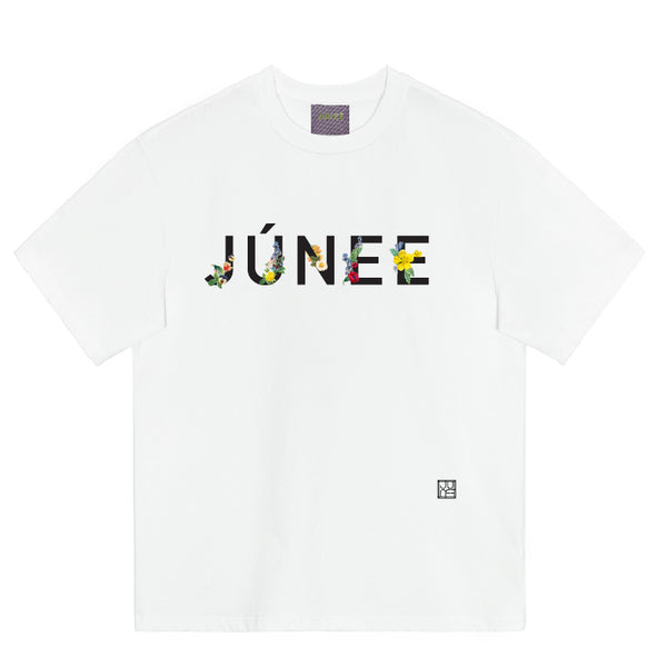 JÚNEE | Unisex Organic Cotton Floral Logo Tee Shirt ( 5 colours)